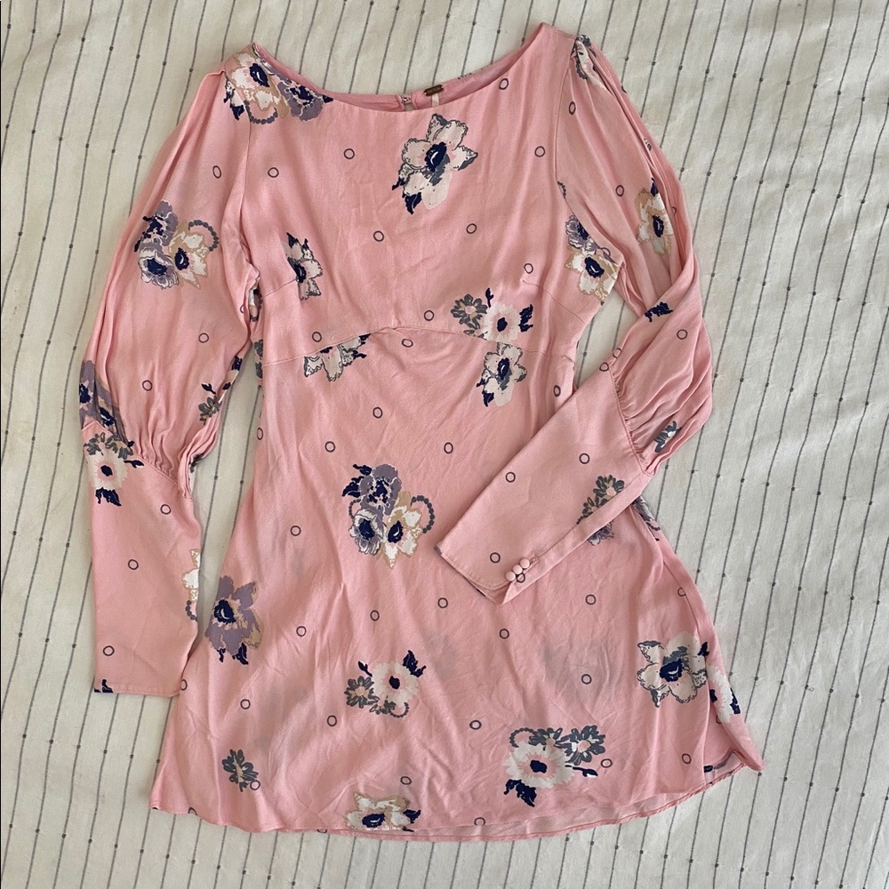 FREE PEOPLE Sunshadows Mini Pink Floral Dress